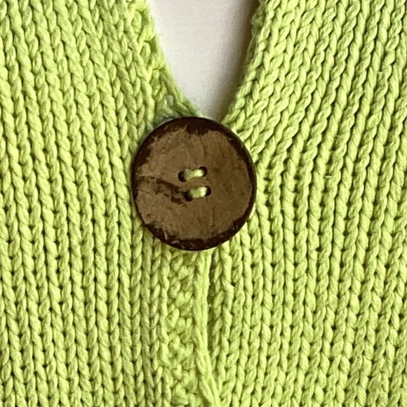 Pure Handknit Lime Green Button up Sweater - Picture 2 of 3